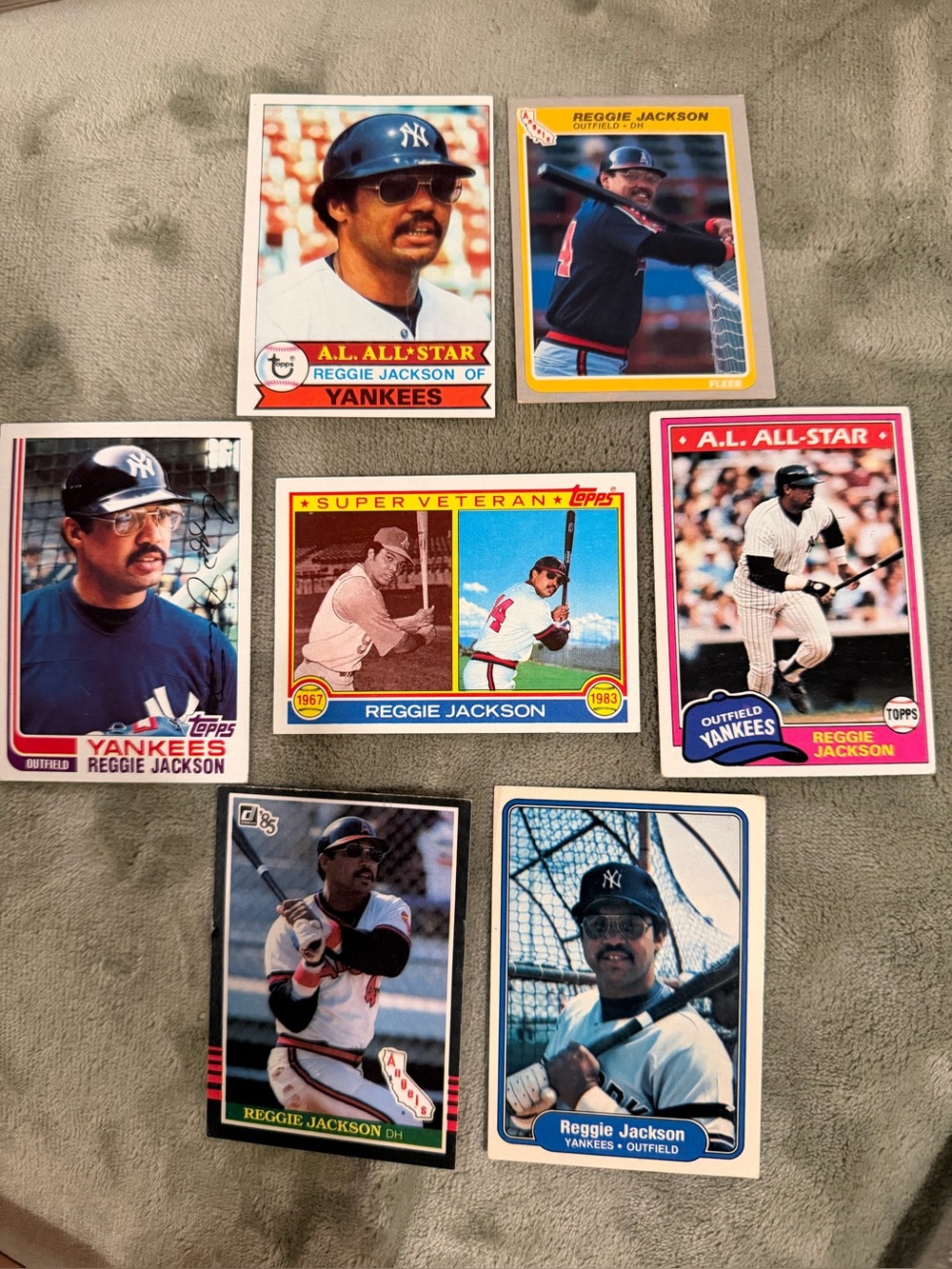 7-Card Vintage Reggie Jackson Baseball Card Lot